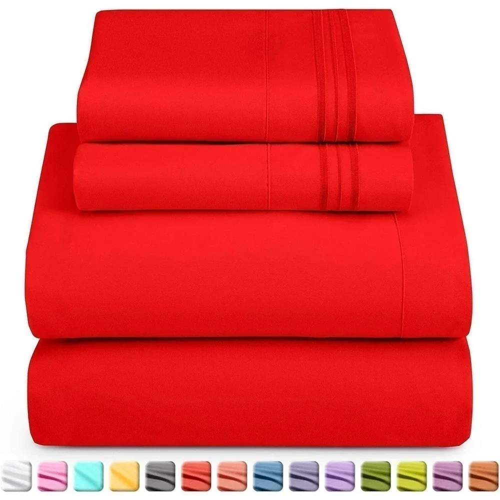 Nestl Deep Pocket Fitted & Flat‎ Sheet/ 2 Pillowcases King Size Orange New